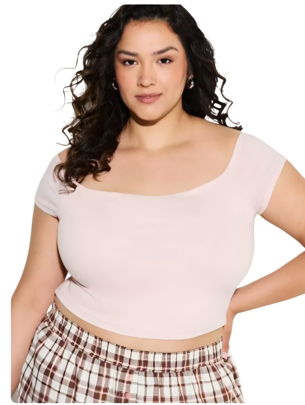 TORRID Pale Pink Square Neck Crop Top